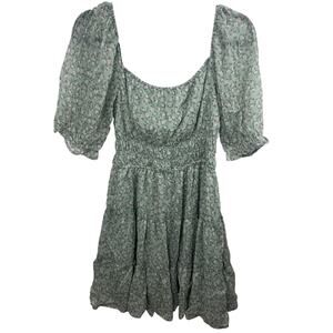 Trixxi Floral Mini Dress Smocked Puff Sleeve Medium Cottagecore Fairy NWT